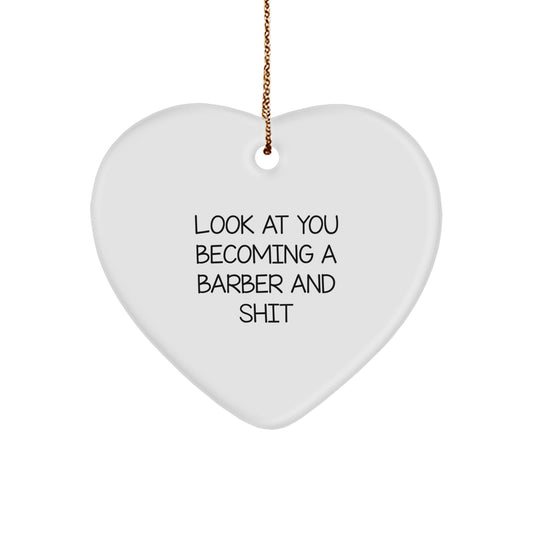 Christmas Gift Surprise for Her Barber Heart Ornament Present - Image 1