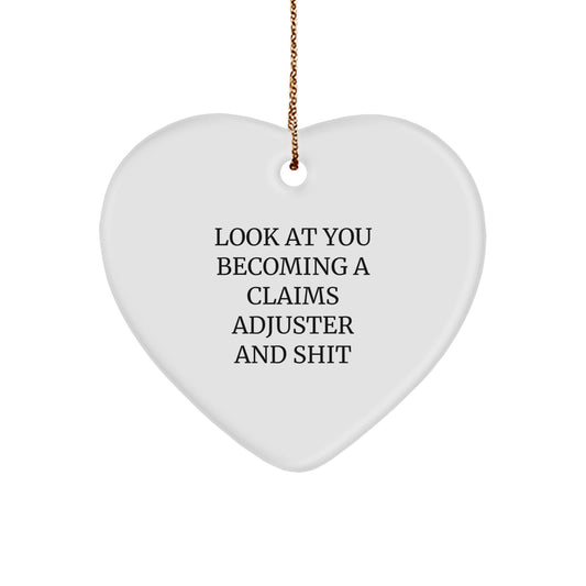 Funny Claims Adjuster Gifts from Men to Friends - Heart Ornament for Christmas Unique - Image 1