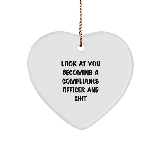 Funny Compliance Officer Heart Ornament Gifts for Men Women Friends Coworkers Family, Funny Heart Ornament for Compliance Officer, Compliance Officer Heart Ornament Christmas Unique Gifts - Image 1