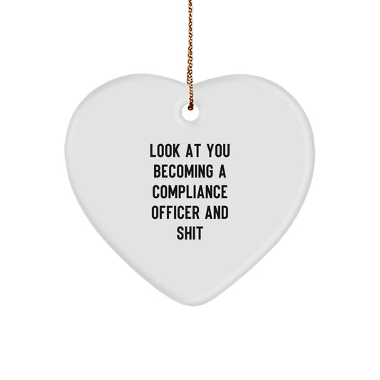 Funny Compliance Officer Gifts for Men, Heart Ornament from Friends, Unique Christmas Unique Gifts for Compliance Officer Colleagues - Image 1