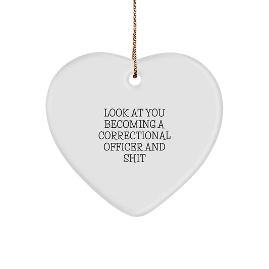 Funny Correctional Officer Heart Ornament Gifts from Friends and Family, Perfect for Men and Women, Christmas Unique Presents - Image 1