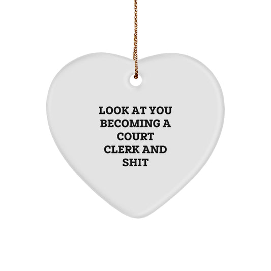 Christmas Gift Heart Ornament for Her - Look At You Becoming A Court - Image 1