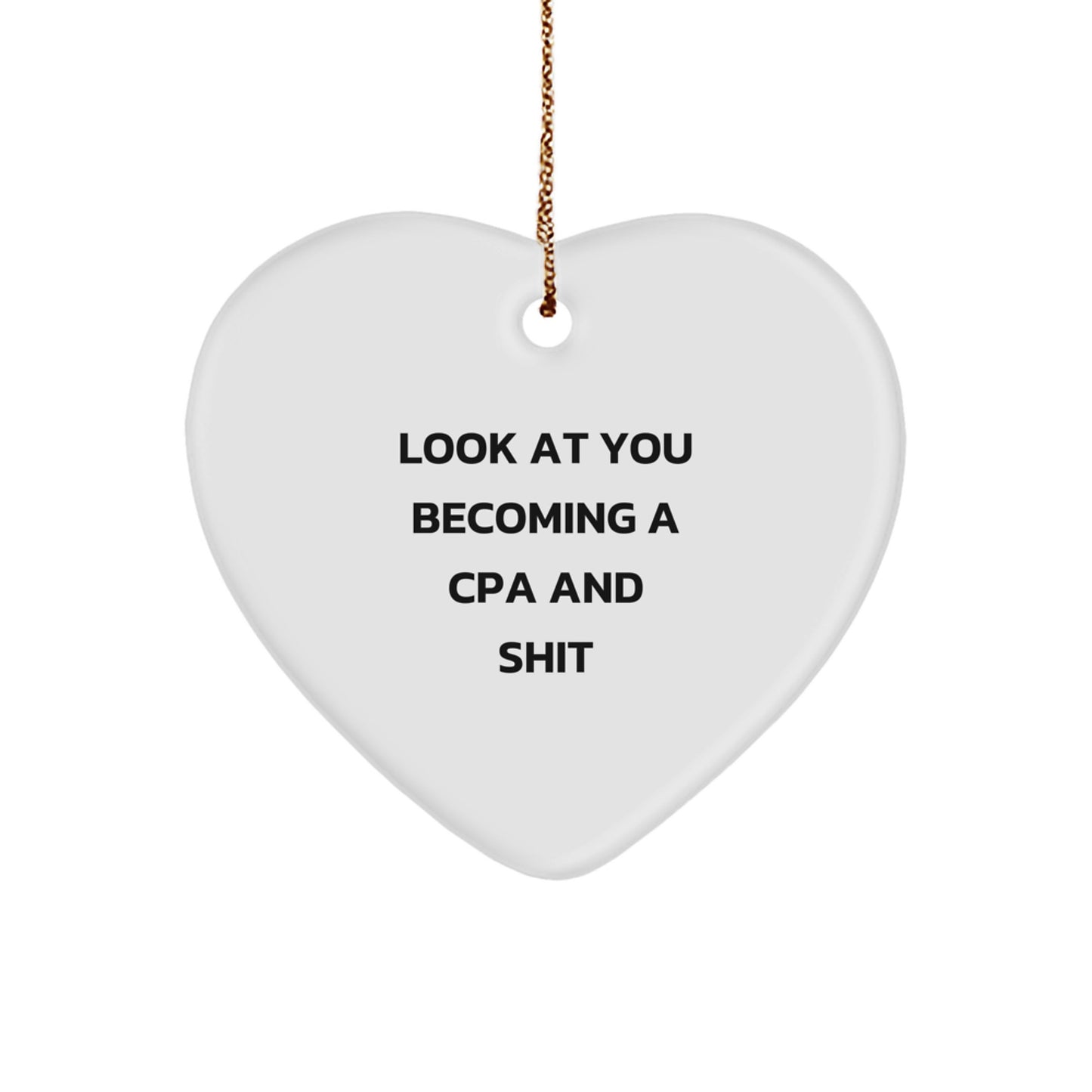 Funny CPA Gifts for Friends - Heart Ornament for Men or Women - Look At You Becoming A CPA and Shit - Christmas Unique Gifts from Friends - Image 1