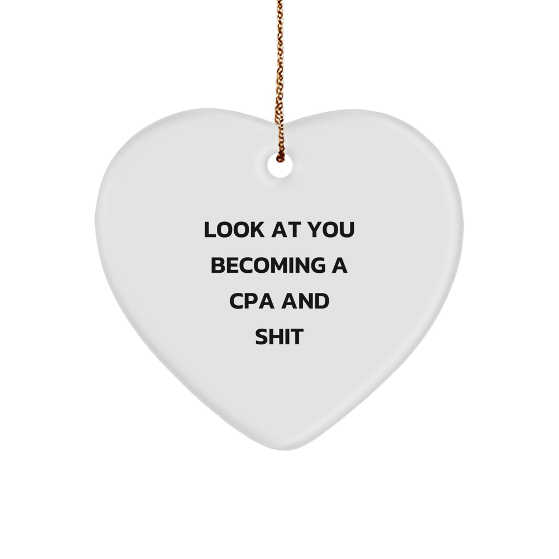Funny CPA Gifts for Friends - Heart Ornament for Men or Women - Look At You Becoming A CPA and Shit - Christmas Unique Gifts from Friends - Image 1
