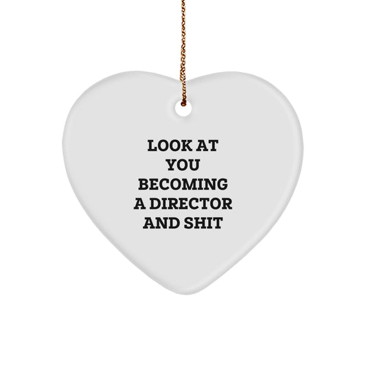 Funny Director Heart Ornament Gifts from Friends for Director, Unique Christmas Unique Gifts for Him, Heart Shaped Ornament - Image 1