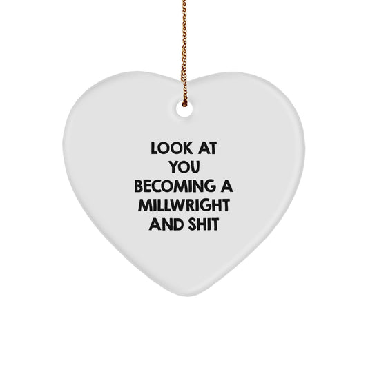 Funny Millwright Christmas Unique Gifts from Men - Heart Ornament for Millwright, Unique Christmas Unique Gifts for Men, Funny Heart Ornament for Men - Image 1