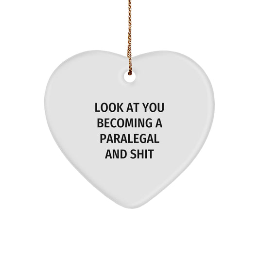 Funny Paralegal Heart Ornament Gifts from Men for Paralegal Friends, Christmas Unique Gifts for Law School Graduates, Funny Heart Ornament for Paralegal Coworkers - Image 1