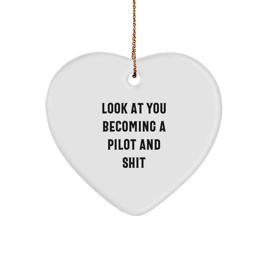 Funny Pilot Gifts for Men - Christmas Unique Heart Ornament Presents from Friends to Pilot Lovers - Image 1