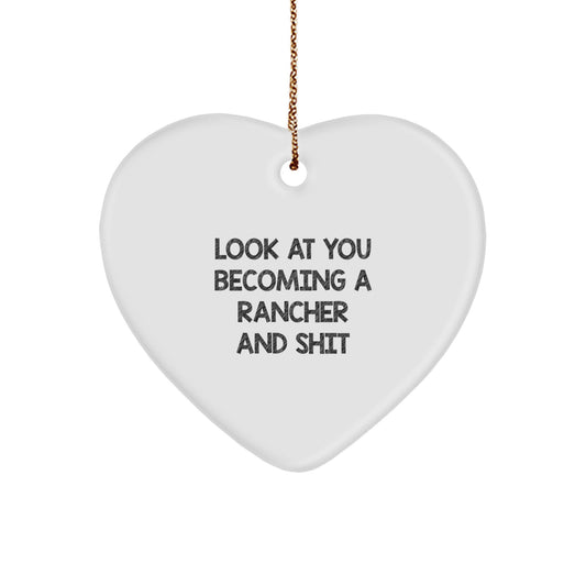 Rancher Heart Ornament Funny Quote Gifts for Men from Family, Unique Christmas Decorations with Sublimation Printing - Image 1