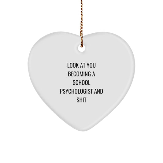Christmas Gift for Her School Psychologist Heart Ornament Present - Image 1