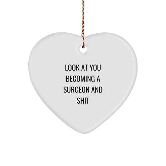 Hilarious Surgeon Christmas Ornament Gift for Friends - Novelty Heart - Image 1