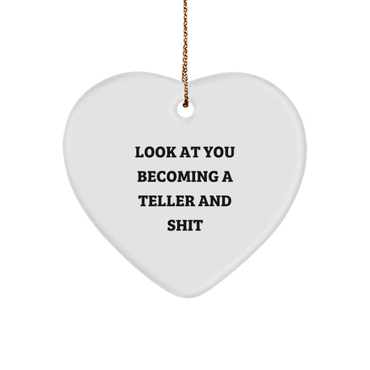 Funny Teller Heart Ornament Gifts for Teller, Men, Women, Friends, Coworkers, Family, Christmas Unique Gifts from Men - Image 1