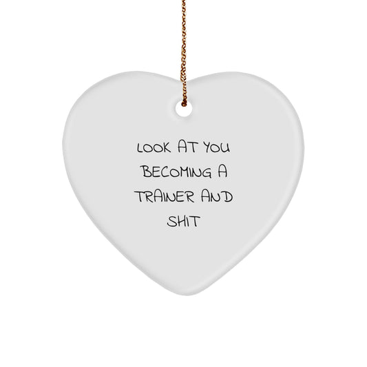 Trainer Gifts from Friends - Funny Trainer Quote Heart Ornament, Christmas Unique Gifts for Men, Women, Trainer, Friends, Family - Image 1