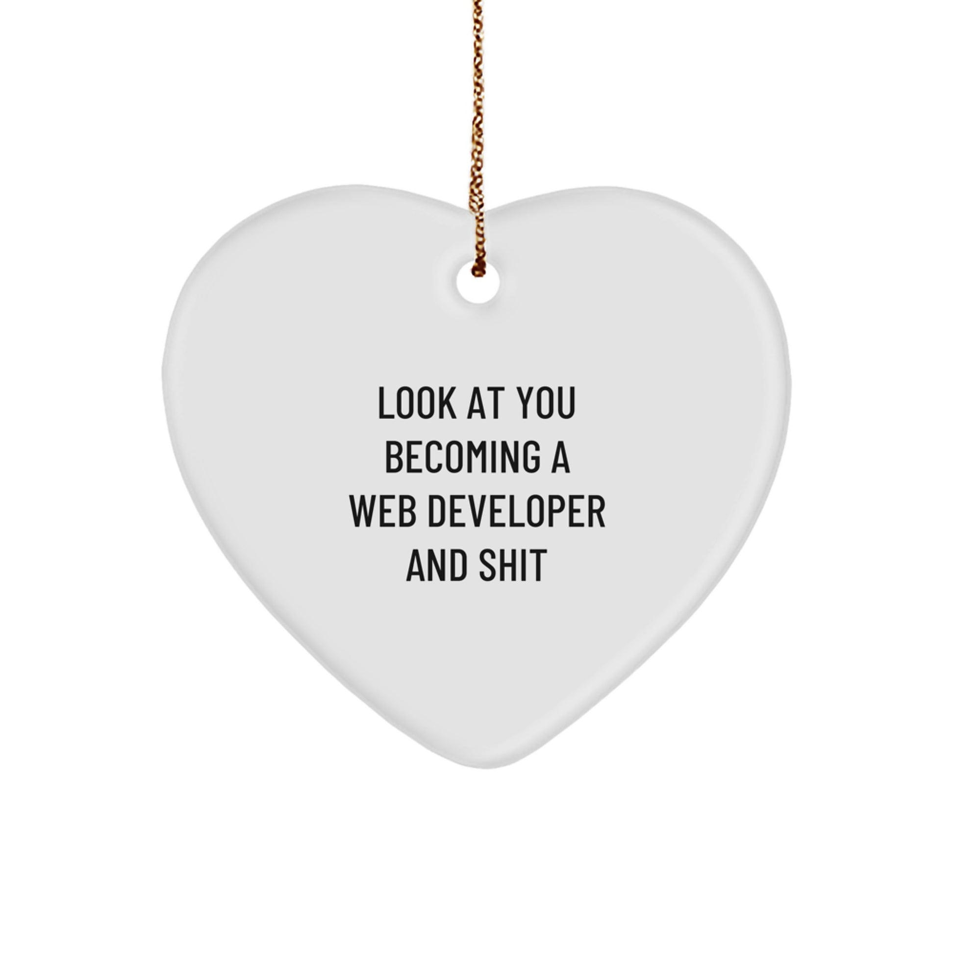 Funny Web Developer Heart Ornament Gifts from Friends for Coworkers, Unique Christmas Decorations with Web Developer Quote - Image 1