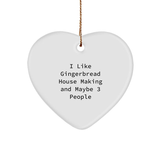 Heart Christmas Ornament Gift for Neighbors, Funny 'I Like Gingerbread - Image 1
