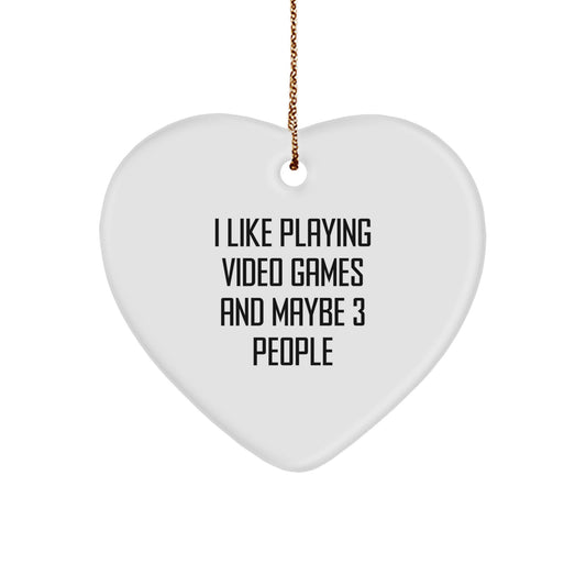 Gifts for Gamers, Funny Quote, Heart Ornament, Playing Video Games Lover's Christmas Unique Gifts, Gifts from Friends - Image 1