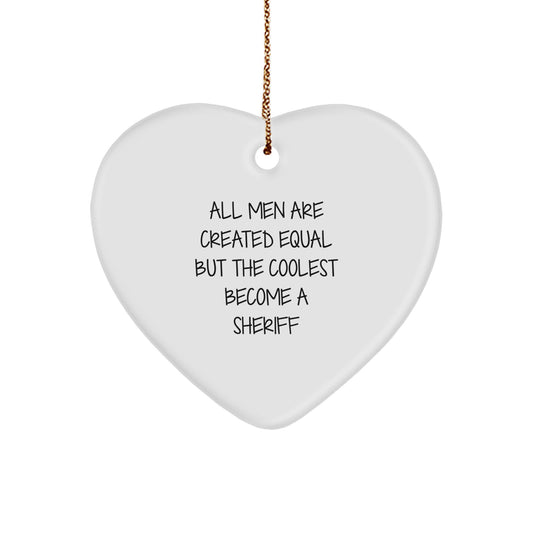 Christmas Gift for Her Sheriff Keepsake Heart Ornament Present - Image 1