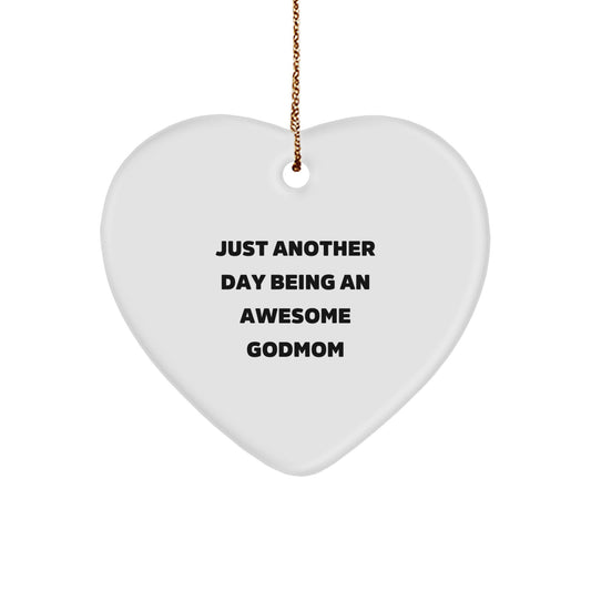 Christmas Gift Godmom Heart Ornament for Her – Present, Keepsake - Image 1