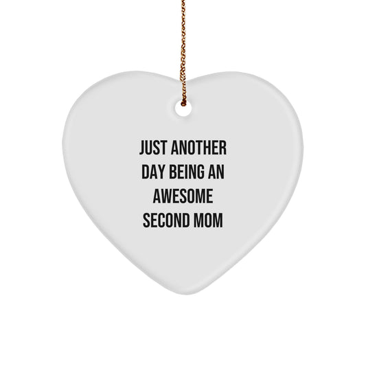 Heart Ornament Christmas Gift for a Wife, Awesome Second Mom Idea, Funny - Image 1