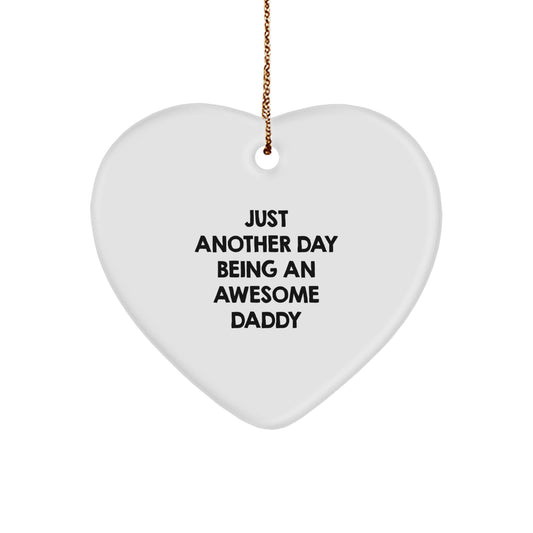 Playful Daddy Christmas Ornament for Friends Gift Heart-Shaped White - Image 1