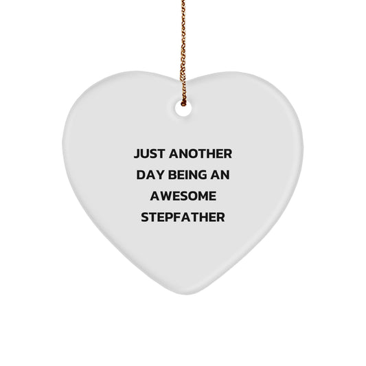 Funny Stepfather Heart Ornament Gifts from Men to Stepfather, Awesome Stepfather Christmas Unique Gifts - Image 1
