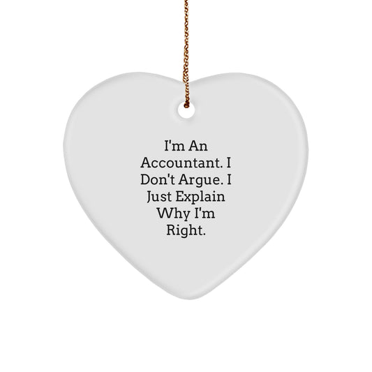 Funny Accountant Gifts from Men to Accountants - Heart Ornament Christmas Unique - Image 1
