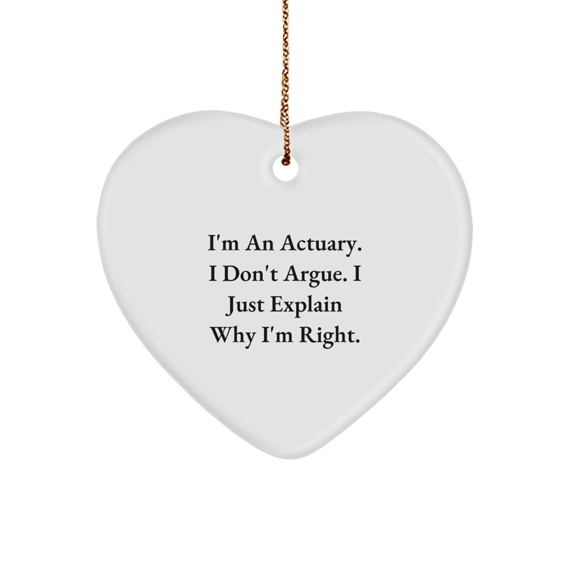 Funny Actuary Heart Ornament Gifts for Men Friends Coworkers - An Actuary Explains Why I'm Right - Christmas Unique Gifts from Family - Image 1