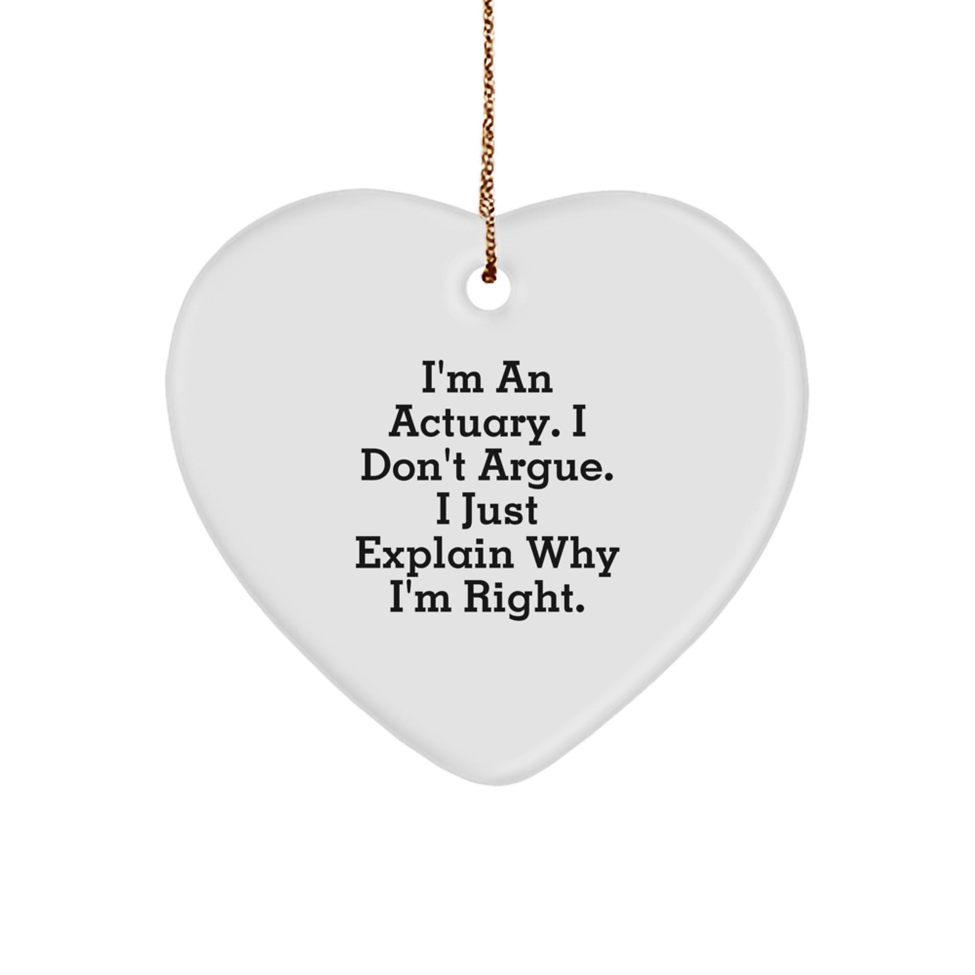 Funny Actuary Gifts from Friends - Heart Ornament for Actuary Men - Actuary Heart-Shaped Ornament for Christmas - Image 1