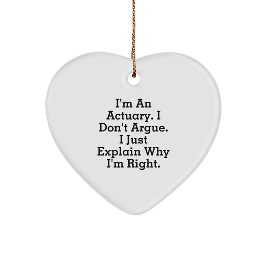 Funny Actuary Gifts from Friends - Heart Ornament for Actuary Men - Actuary Heart-Shaped Ornament for Christmas - Image 1