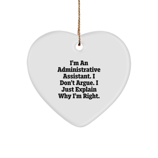 Administrative Assistant Gifts, Funny Quote Heart Ornament, Perfect Christmas Unique Gift for Friends, Coworkers, Family, Office Decorations - Image 1