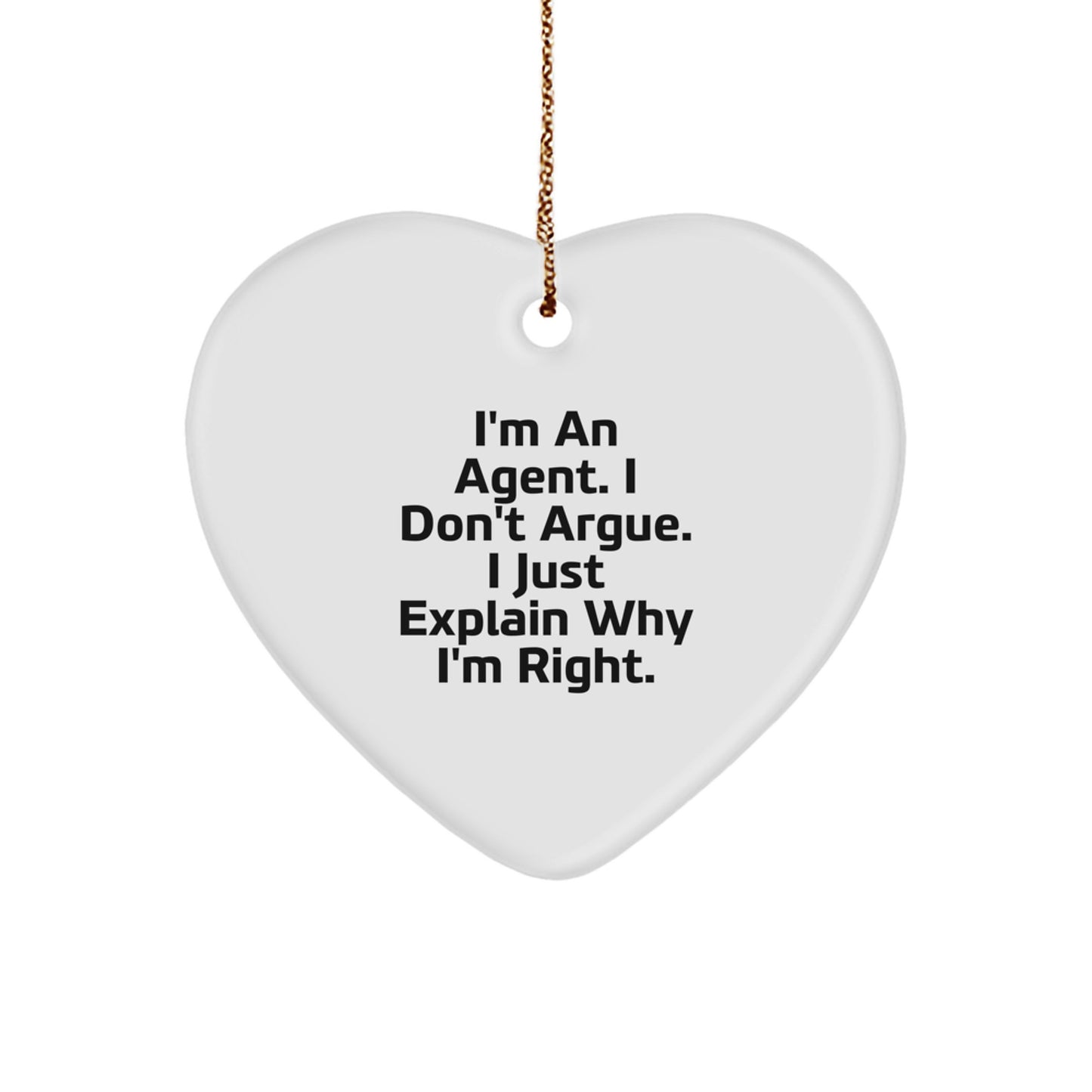 Gifts from Friends and Family to Their Favorite Agents - Funny Agent Heart Ornament, Inspirational Agent Christmas Decor, Unique Agent Gifts for Agents - Image 1
