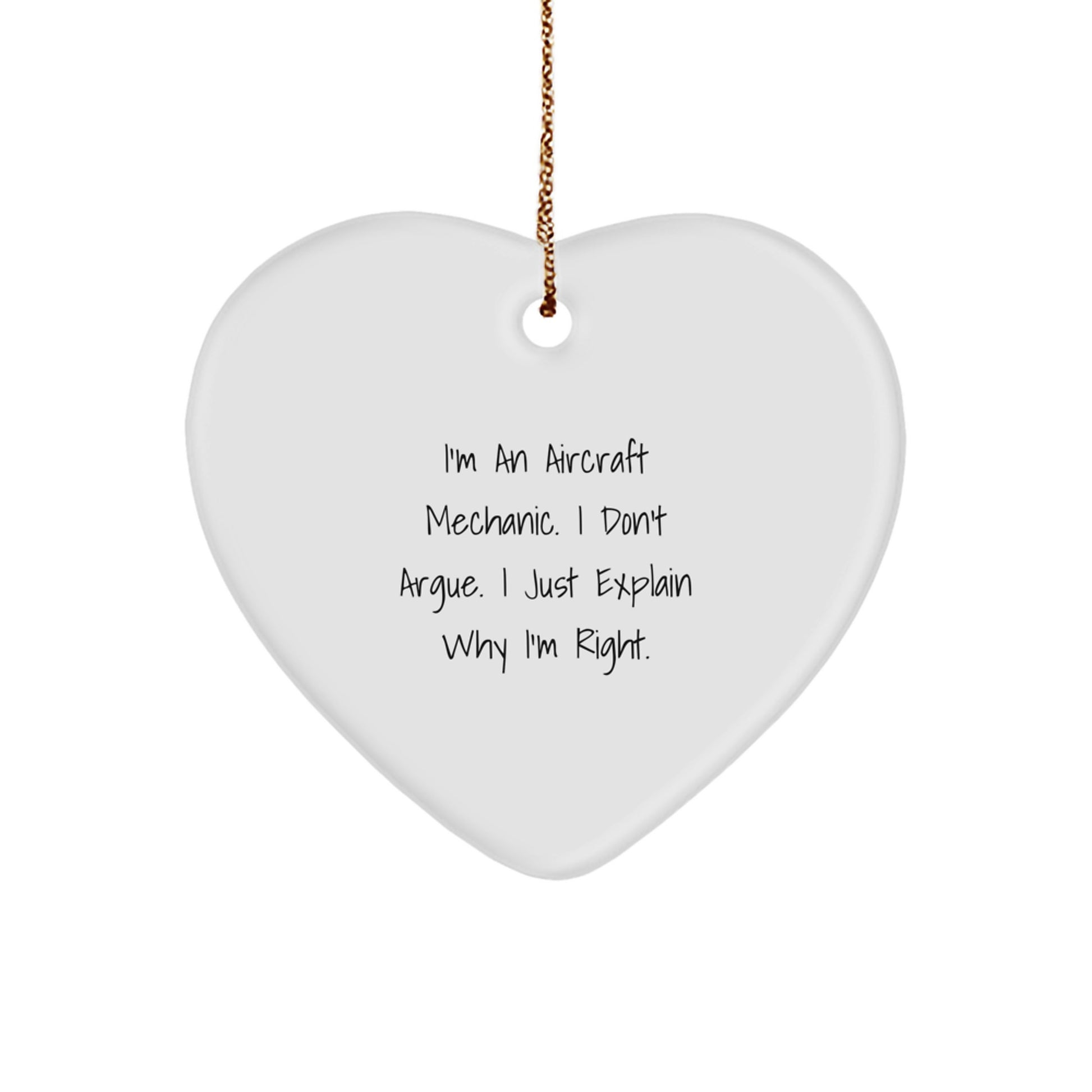 Gifts from Friends for Men, Heart Ornament with Funny Quote for Aircraft Mechanic Dad, Perfect Christmas Unique Gifts - Image 1