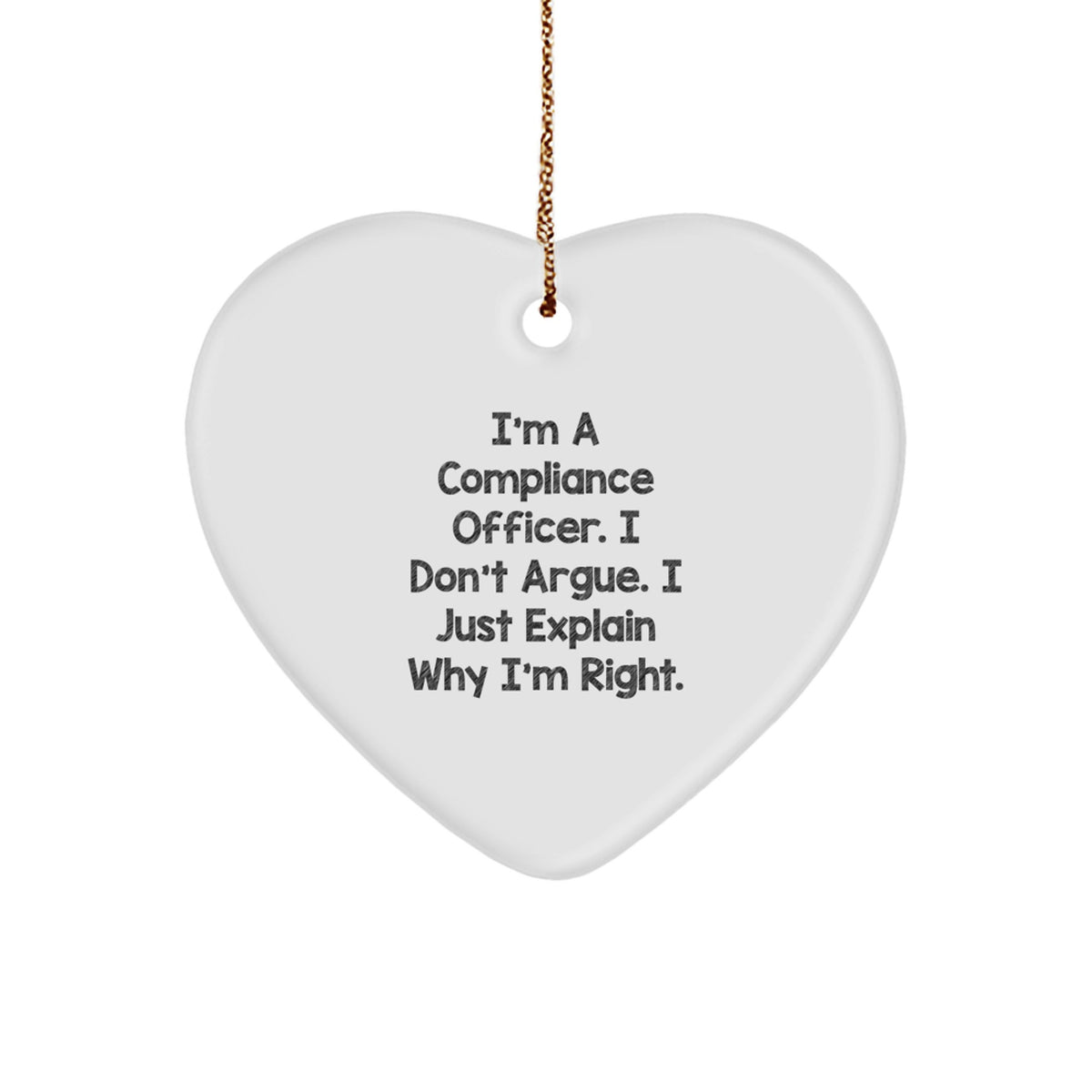 Christmas Gift for Her Compliance Officer Keepsake Heart Ornament - Image 1