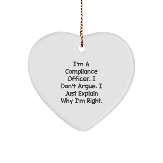 Christmas Gift for Her Compliance Officer Keepsake Heart Ornament - Image 1