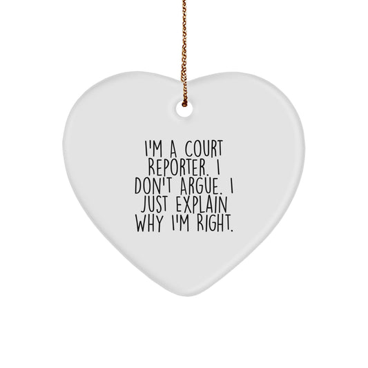 Sarcastic Court Reporter Christmas Ornament Gift for Friends, Explaining - Image 1