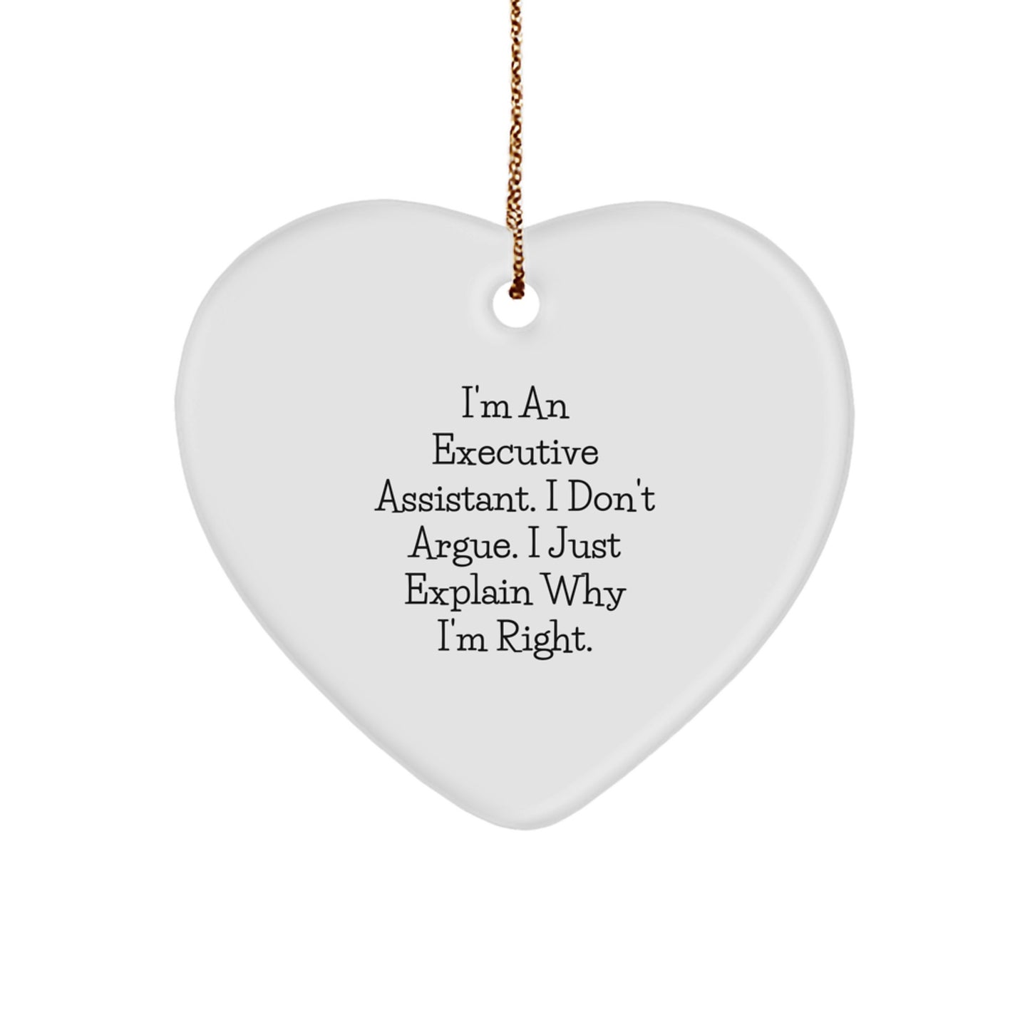 Funny Executive Assistant Heart Ornament, Gifts from Men or Women, Perfect Christmas Unique Gift for Executive Assistant Friends and Coworkers - Image 1