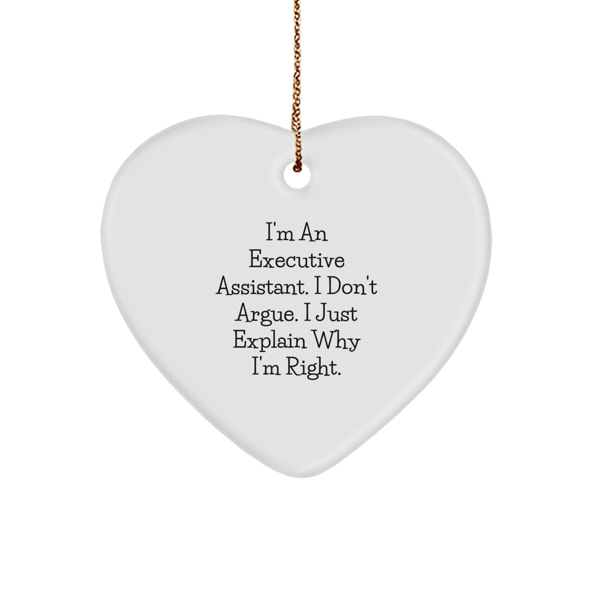 Funny Executive Assistant Heart Ornament, Gifts from Men or Women, Perfect Christmas Unique Gift for Executive Assistant Friends and Coworkers - Image 1