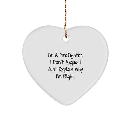 Heart Christmas Ornament Gift for Family - Firefighter, Treasure 'I'm - Image 1
