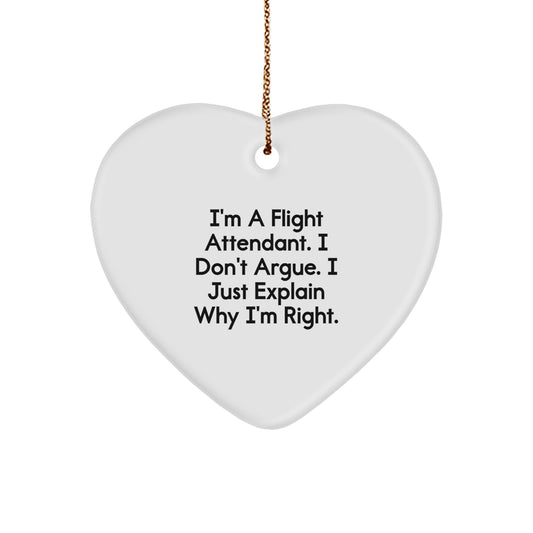 Christmas Gift for Teens Funny Flight Attendant Heart Ornament, 'I Don't - Image 1