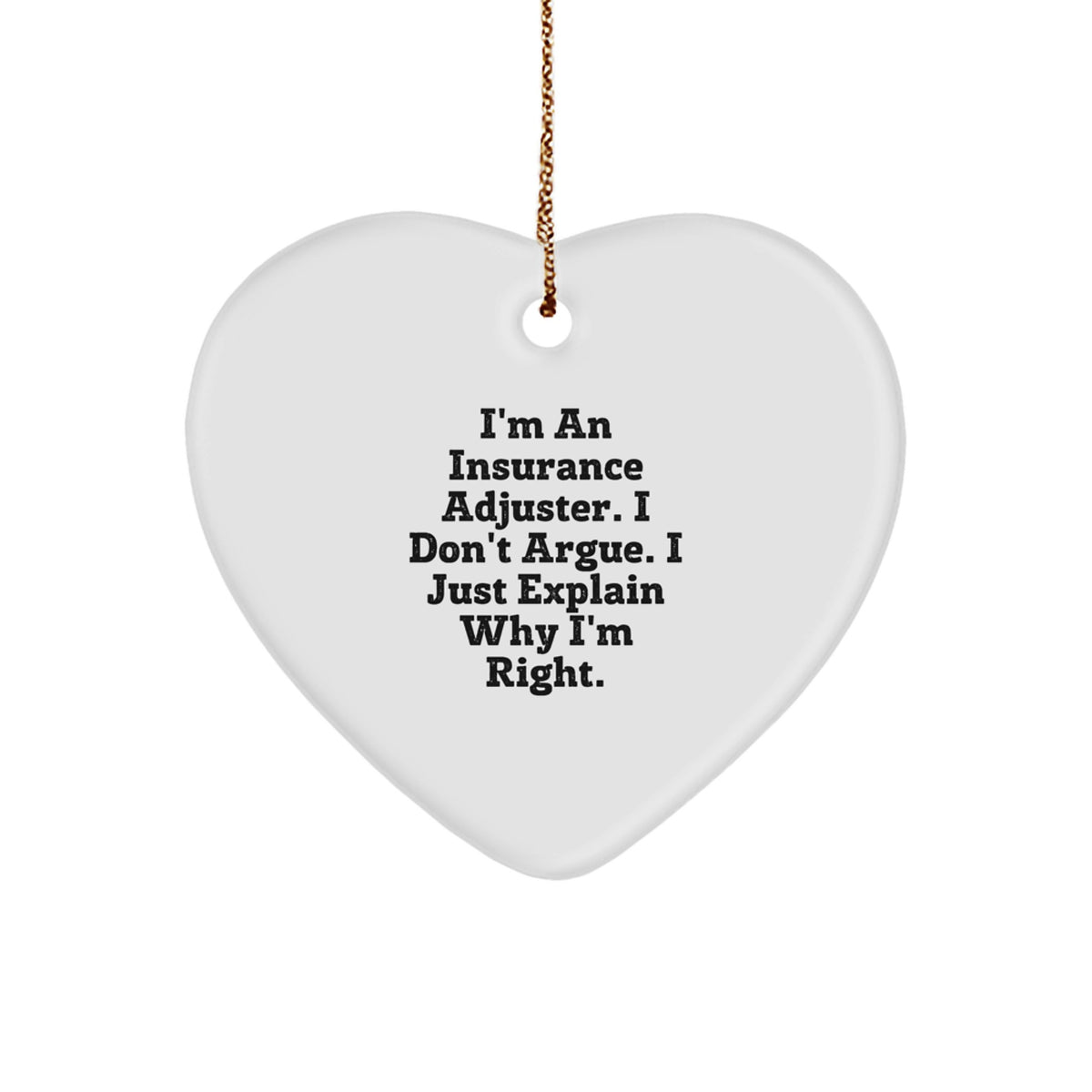 Christmas Gift for a Colleague Insurance Adjuster Heart Ornament - Image 1