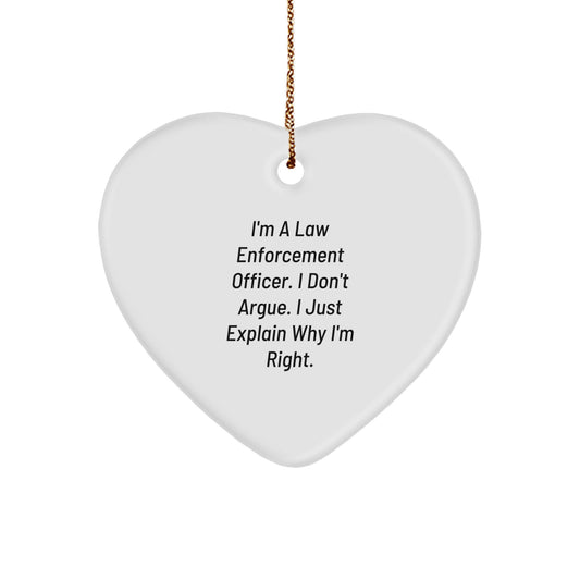 Funny Law Enforcement Officer Gifts for Men - Heart Ornament from Family - Inspirational Christmas Unique Decorations - Image 1