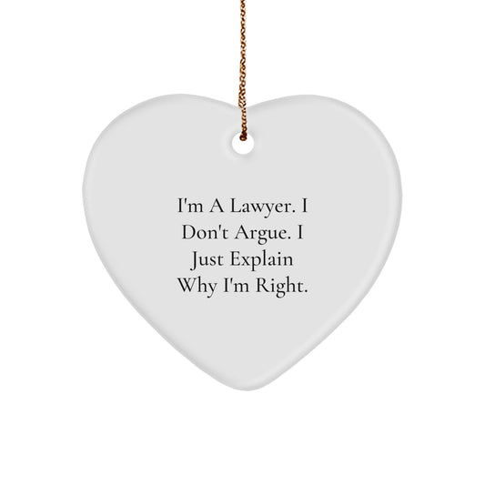 Funny Lawyer Heart Ornament Gifts from Men to Lawyer Colleagues for Christmas Unique Presents - Image 1