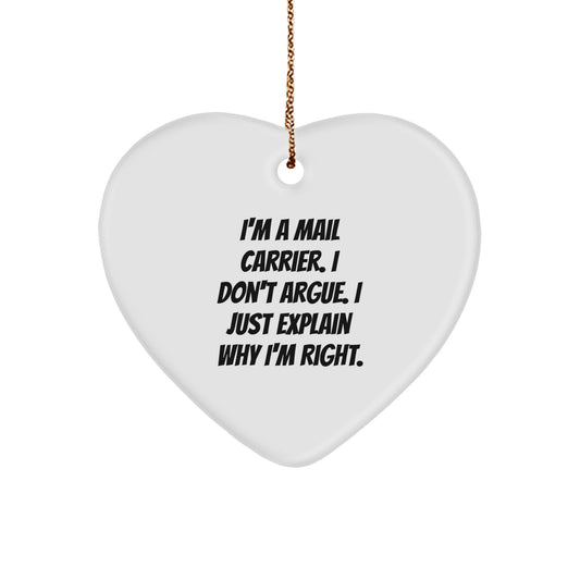 Funny Mail Carrier Gifts from Family, Heart Ornament Christmas Unique Ideas for Mail Carrier - Image 1