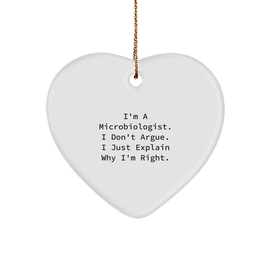 Witty Microbiologist Christmas Ornament Gift for Friends - Novelty Heart - Image 1