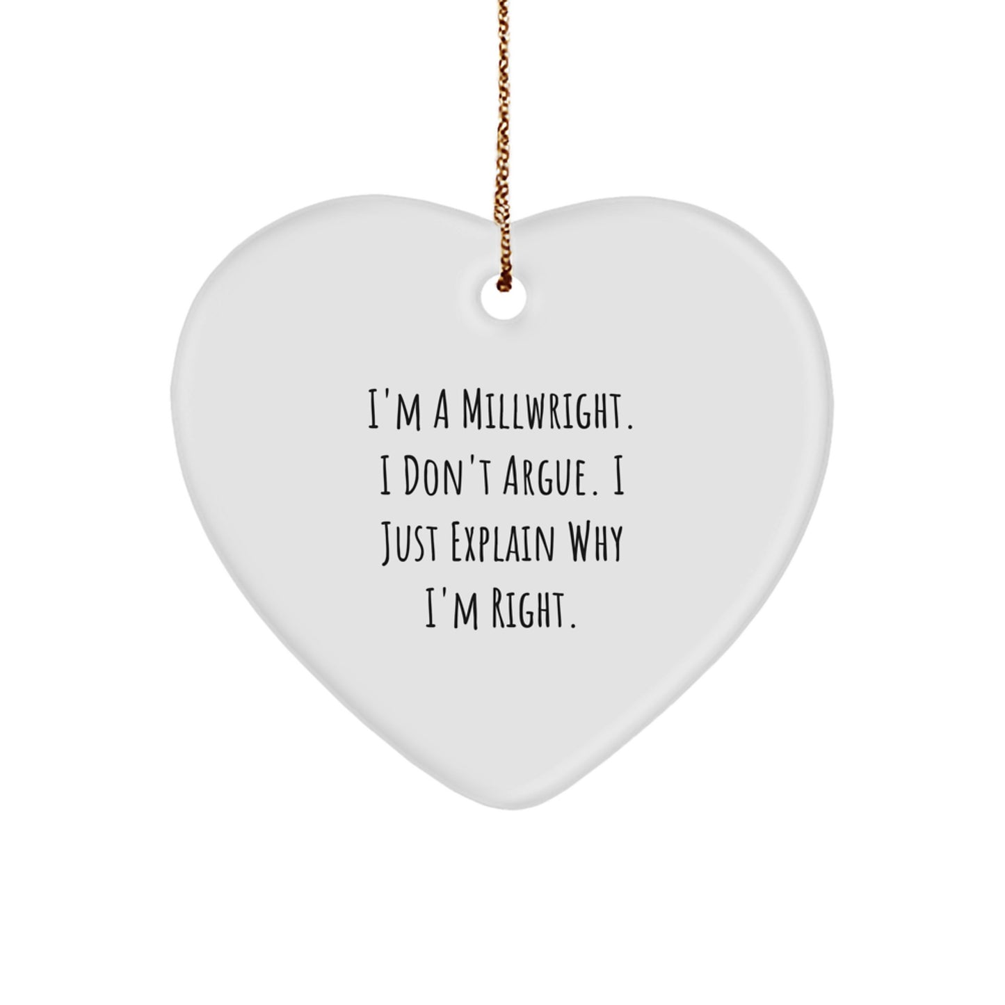 Funny Millwright Heart Ornament Gifts from Men to Friends, Unique Christmas Unique Gifts for Millwright, Funny Heart Ornament - Image 1