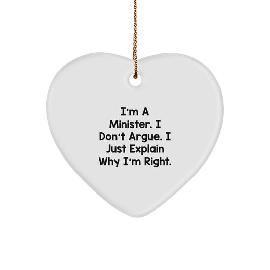 Funny Minister Heart Ornament Gifts from Men, Women, Friends to Minister, Friends, Coworkers at Christmas Unique Gifts - Image 1