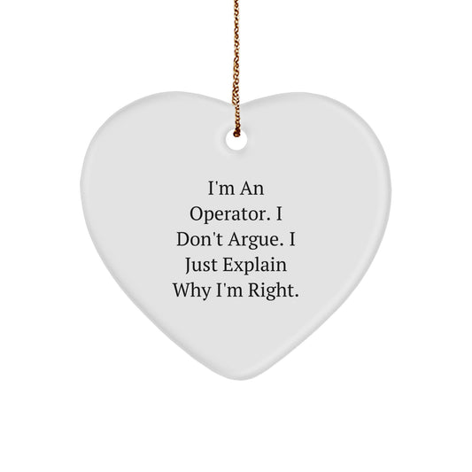 Funny Operator Heart Ornament Gifts from Friends to Operator, Perfect for Christmas Unique Gifts - Image 1