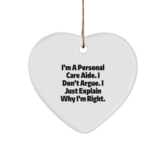 Christmas Gift Heart Ornament for Teens - Personal Care Aide, Calmly - Image 1