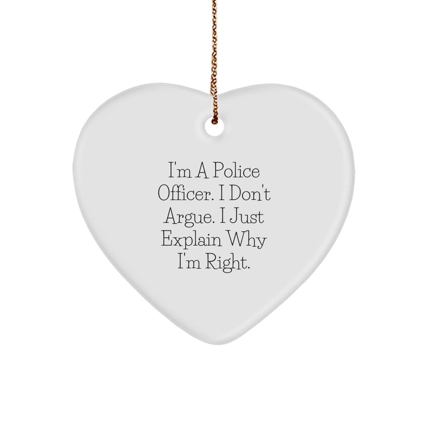 Funny Police Officer Gifts from Men to Police Officers Heart Ornament Christmas Unique Presents for Police Officers - Image 1