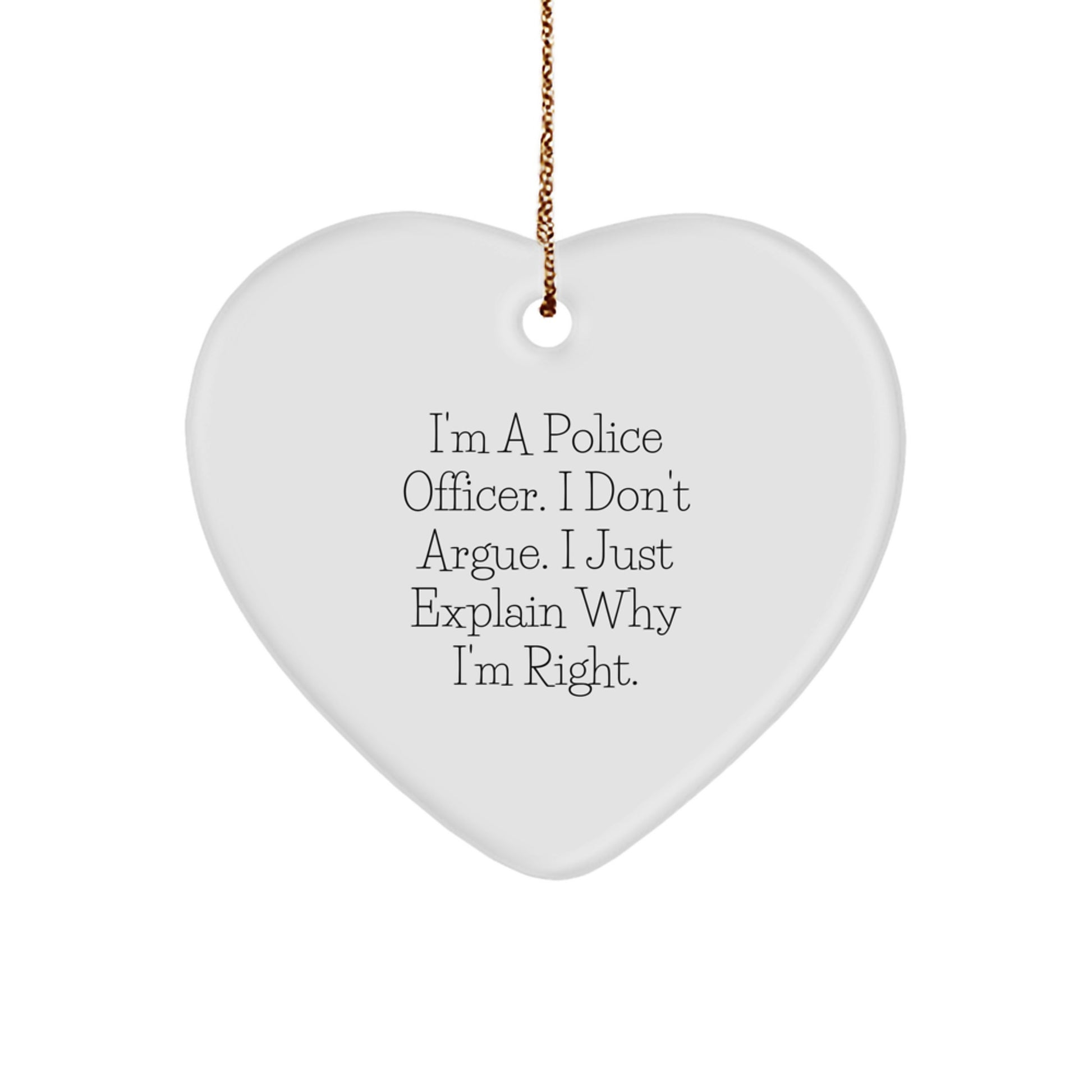 Funny Police Officer Gifts from Men to Police Officers Heart Ornament Christmas Unique Presents for Police Officers - Image 1